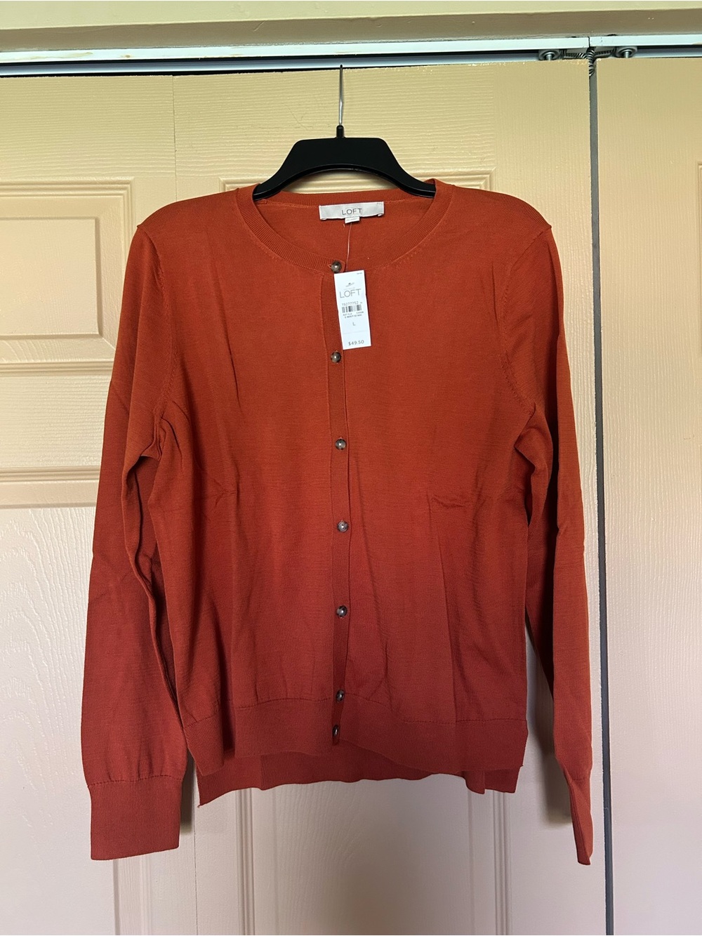 LOFT Women’s Rust Orange Button-Up Cardigan
